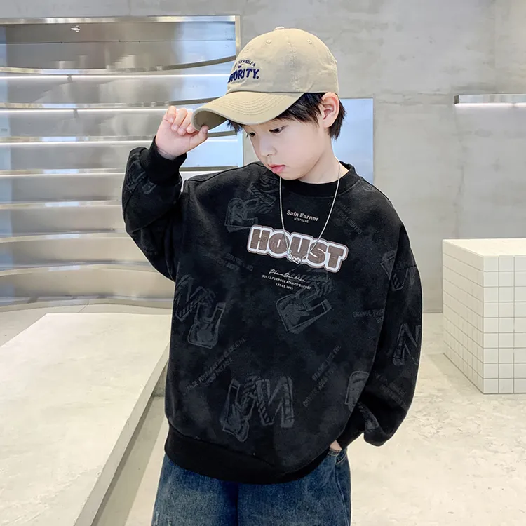 男童卫衣春秋2024中大童休闲韩版长袖宽松儿童秋季上衣洋气时尚潮