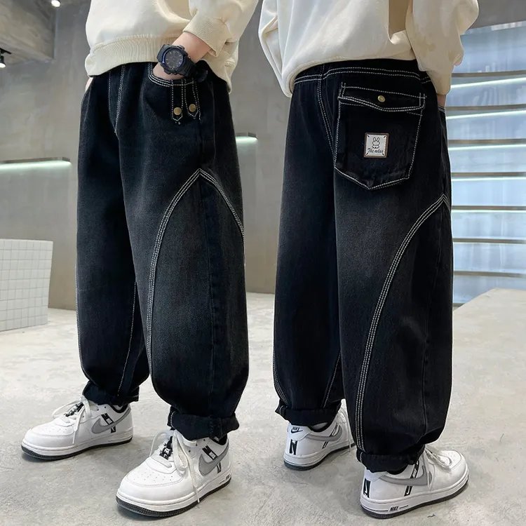 男童秋季牛仔裤宽松洋气2024中大童休闲长裤韩版时尚儿童小脚裤潮