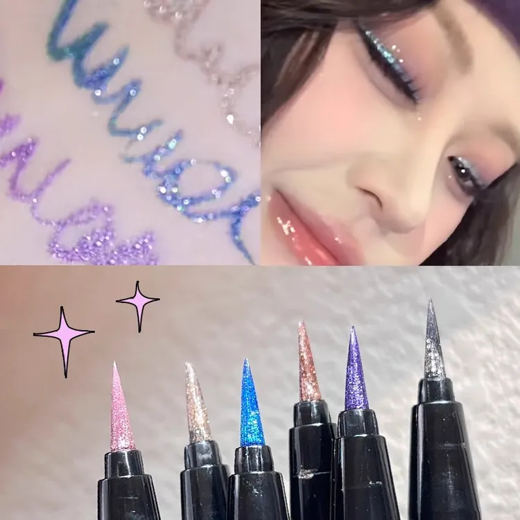爆闪碎钻！珠光彩色粉蓝紫色眼线笔膏液胶笔不易晕染舞台妆万圣节