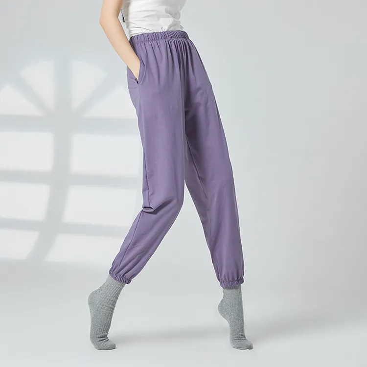 现代舞蹈裤男女同款中国舞古典舞形体裤练功服棉束脚裤收口萝卜裤