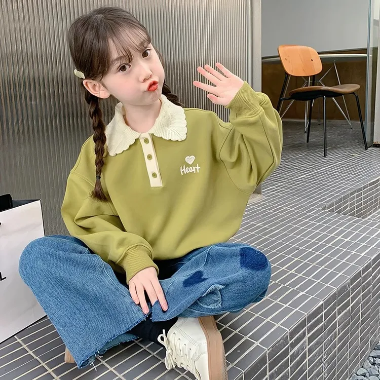 女童卫衣春秋款2025新款洋气儿童春装小女孩春季POLO衫长袖上衣潮
