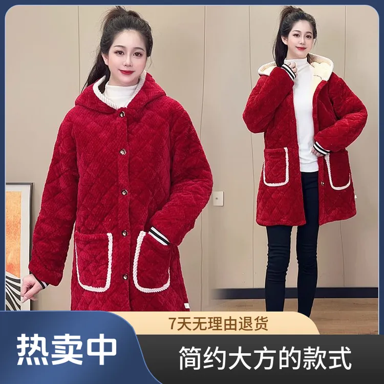 小个子罩衣女加绒加厚冬时尚长袖外穿工作服保暖耐脏家用厨房围裙
