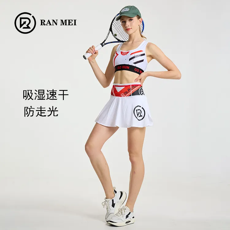 冉玫新款双层透气时尚运动短裙网球裙女士运动跑步裙