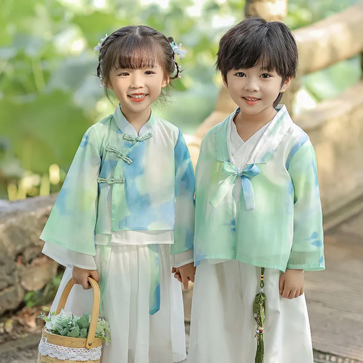 儿童国学汉服古装唐装小学生开笔礼国潮男女童秋装表演中秋演出服