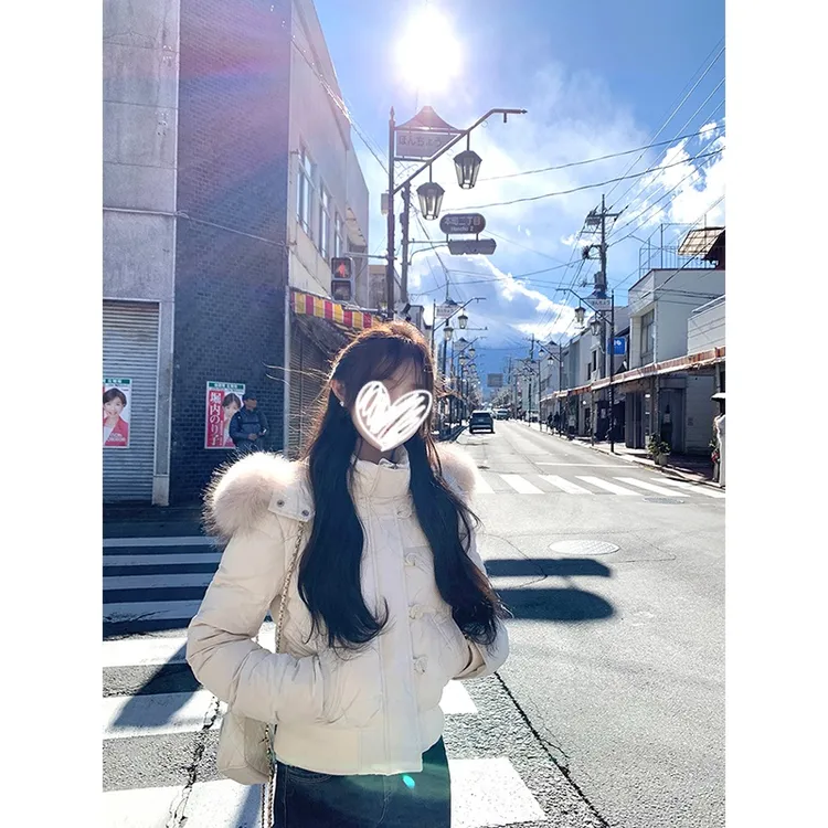 【雅雅专属】冬新款毛领连帽内里加毛貉子毛领加厚棉服外套上衣女