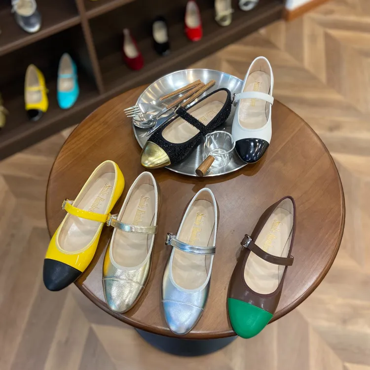 Smile Rainbow2025春夏新款芭蕾平底浅口单鞋法式小香风玛丽珍鞋