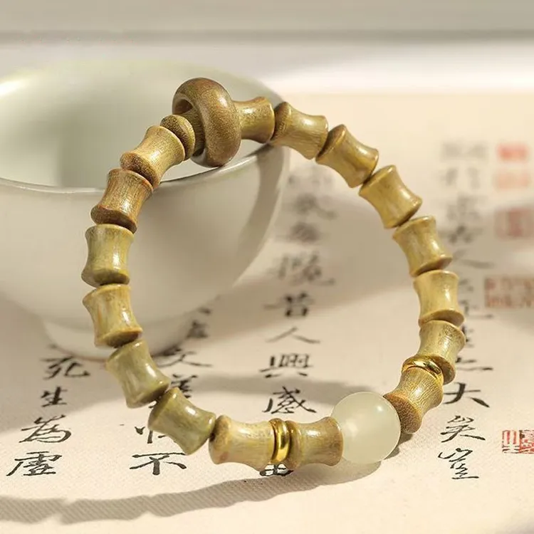 非金属木质手链 天然绿檀手串竹节手链男女款文玩佛珠盘玩珠子