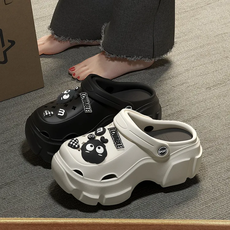 增高厚底洞洞鞋女款夏季外穿增高2025新款网红沙滩防滑松糕凉拖鞋