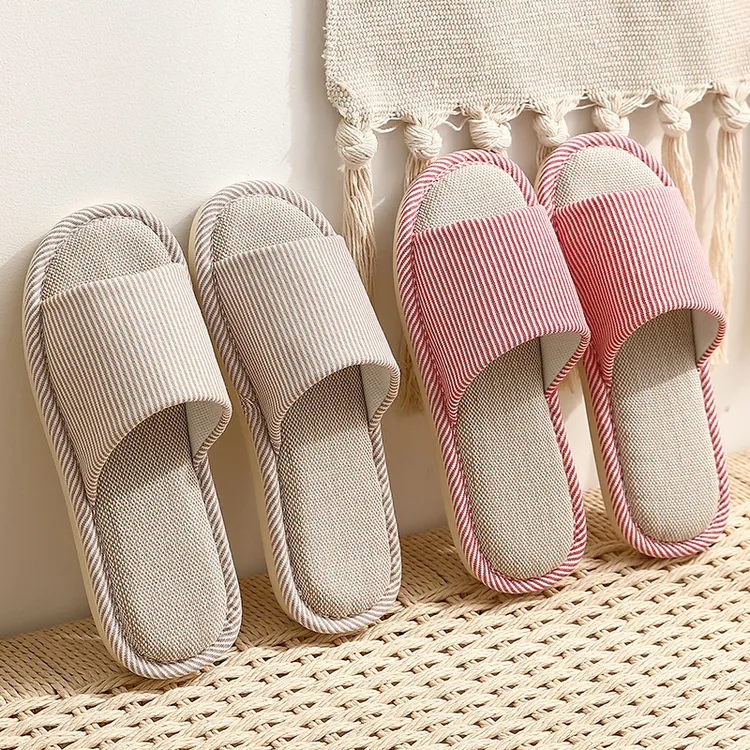 亚麻拖鞋女士春秋室内家居静音吸汗厚底防滑防臭透气居家轻便情侣