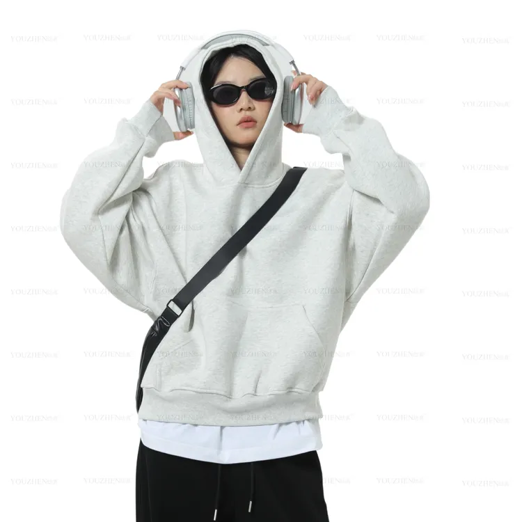 买一送一连帽不易变形纯色套头款短袖外穿卫衣时尚带帽套头加绒