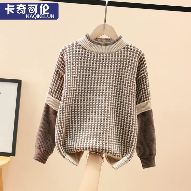男童毛衣秋冬款2025新款儿童针织衫冬季加厚大童宽松男孩韩版线衣