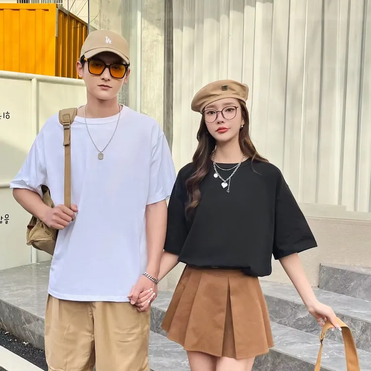私人定制款短袖280克重磅全棉大落肩款男女同款T恤潮牌短袖宽松款