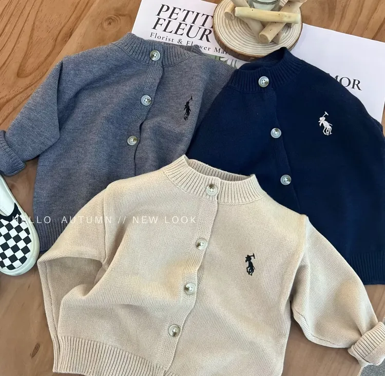 儿童毛衣秋季男童2024新款开衫小童条纹针织衫宝宝纯色外套女洋气