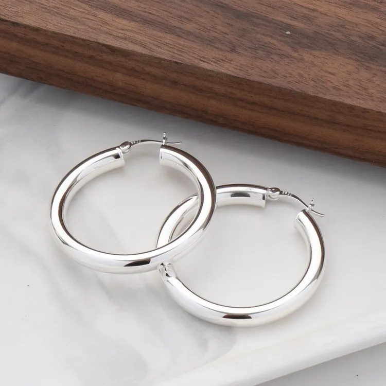 925银耳饰 素圈冷淡风耳圈气质耳扣个性韩版简约轻奢素款潮流ins