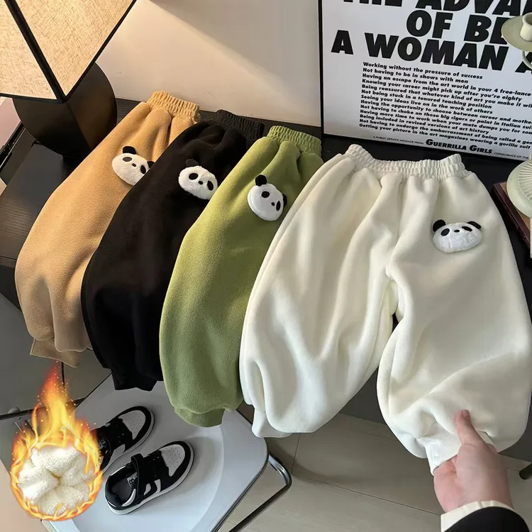 【加厚奥利绒】男女童新款可爱小熊卫裤时尚洋气百搭保暖