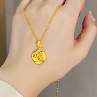 合金吊坠 【线下同款】玫瑰花小吊坠项链精致百搭