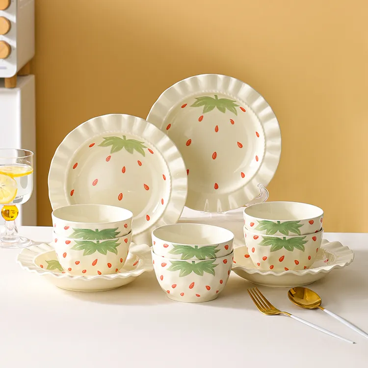 芬利兰【10个装】釉下彩-遇见莓好-10件套6碗4盘陶瓷餐具
