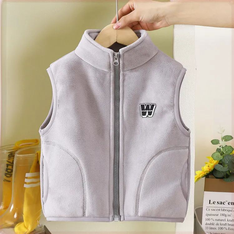 冬季儿童保暖马甲2024秋冬新款立领奥粒绒外穿加绒男马夹加厚背心