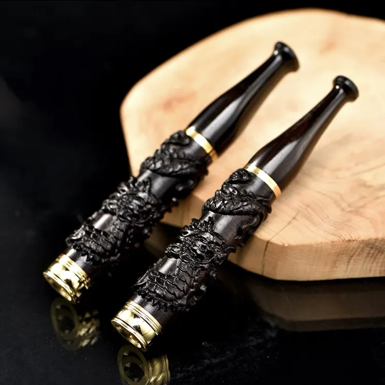 黑檀木雕龙过滤器(粗中细)三用实木手工男士吸烟焦油过滤嘴烟具