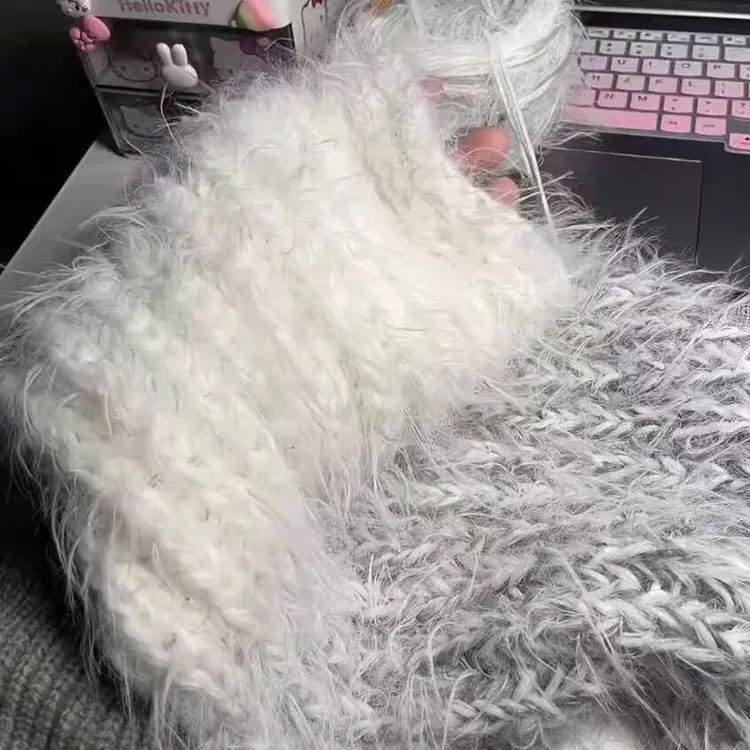 围巾手工编织温暖灰羽渐变围巾DIY送男女友闺蜜创意礼物