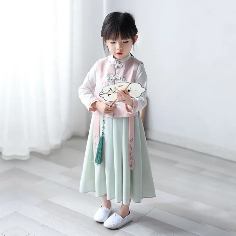 汉服女童演出服套装春秋新款中国风小女孩仙女古装连衣裙宝宝唐装