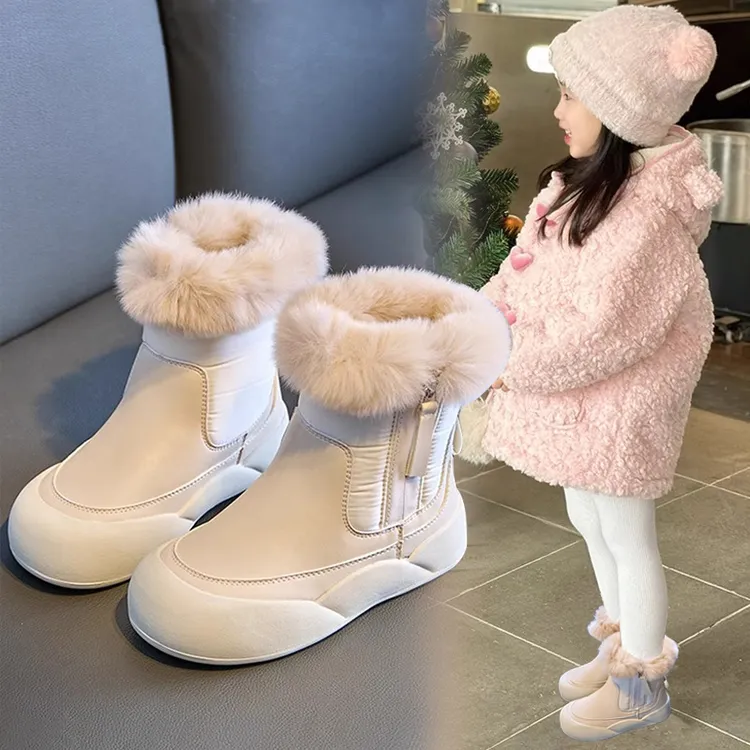 女童雪地靴冬季2025新款儿童棉靴加绒大棉女孩公主短靴中大童鞋子