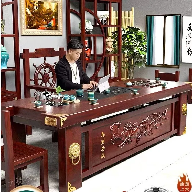 老船木茶桌椅组合客厅阳台办公室茶艺泡茶桌喝茶桌茶桌茶台一整套