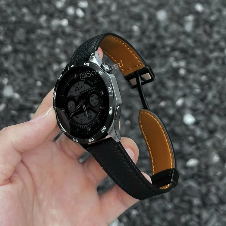 SosaBand全皮荔枝纹磁吸扣适用华为手表GT6表带3Pro/watch5x2三星