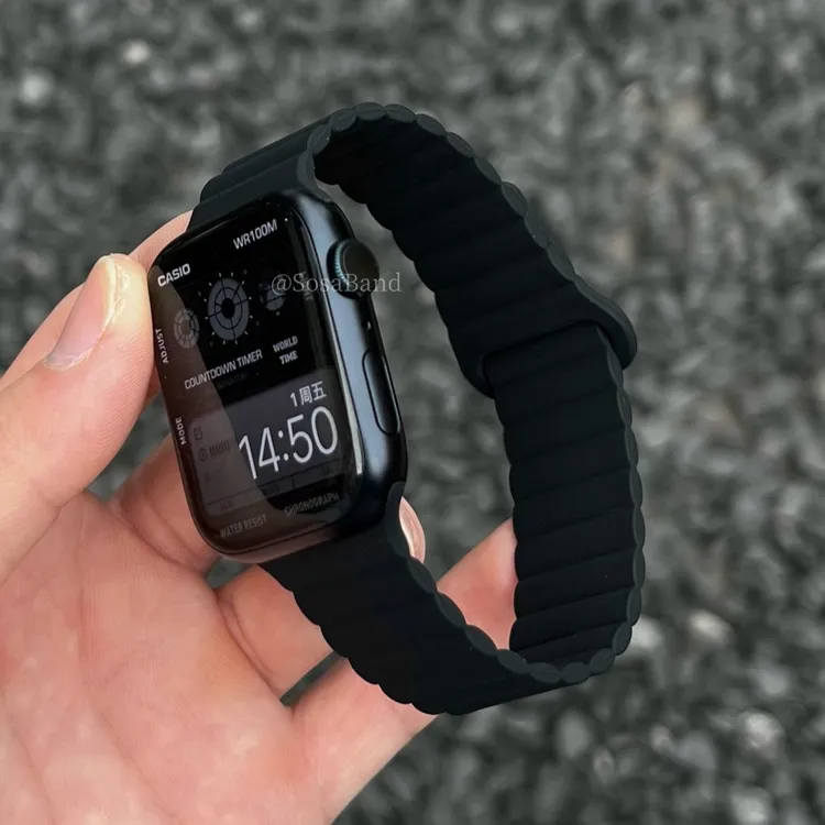 SosaBand波浪纹硅胶磁吸适用苹果S11手表带10AppleWatchultra3i