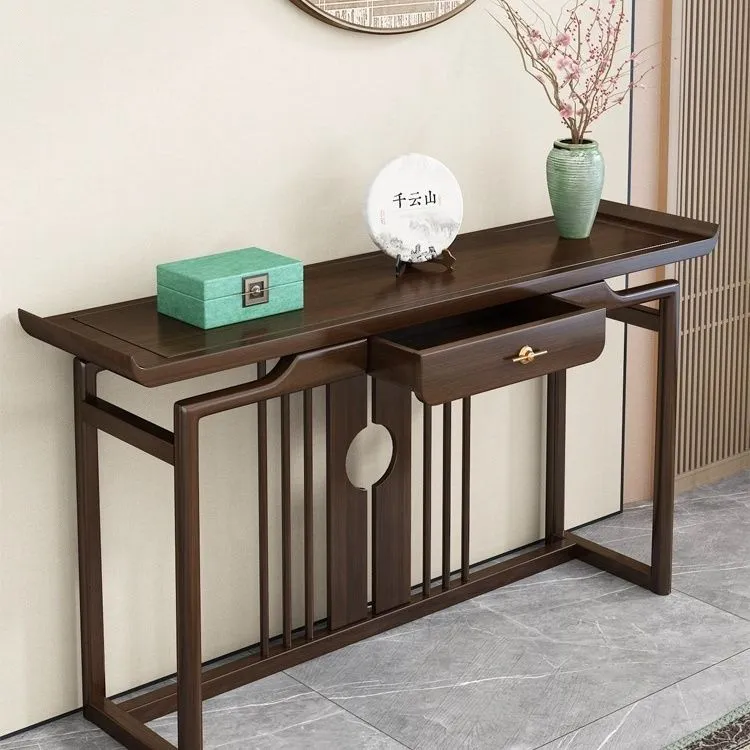 轻奢中式玄关柜台桌实木条几客厅条案长条桌入户供桌案台