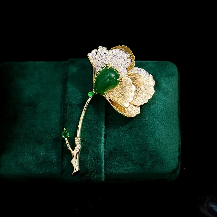 D.M.D/迪曼达 合金胸针 d421绿荷胸针高档女复古胸花别针高级感