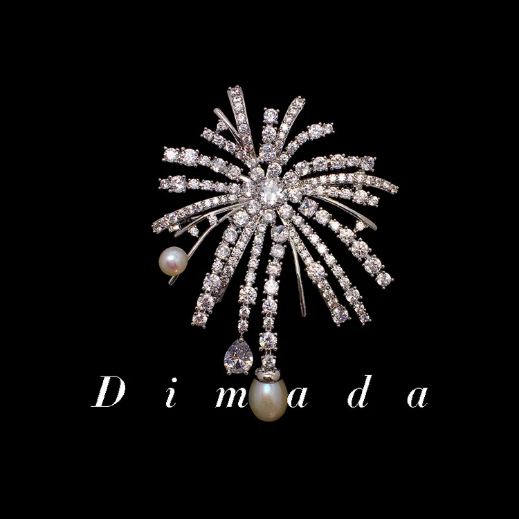 合金胸针 d1077烟花日韩轻奢烟花胸针高档女胸花西装别针奢华配饰