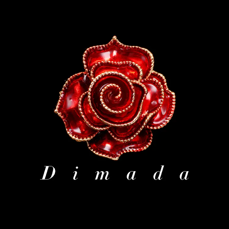 合金胸针 d1097黑玫瑰山茶花胸针高档女花朵胸花新款潮别针