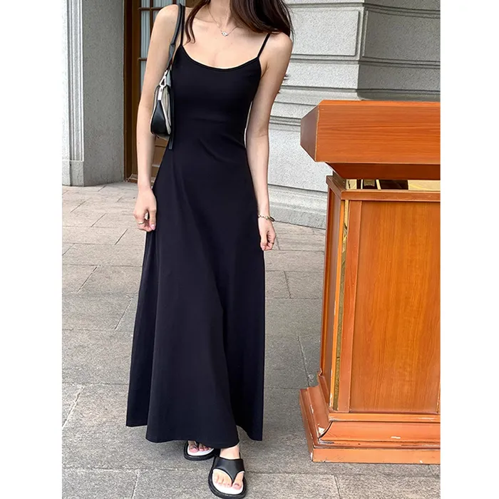 吊带长裙舒适纯棉打底裙性感辣妹包臀裙修身a字大摆无袖连衣裙