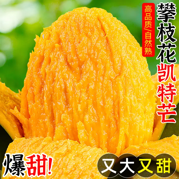 【放软再吃】四川攀枝花凯特芒果4.5斤2-5个大脸芒皮薄肉厚香甜多汁