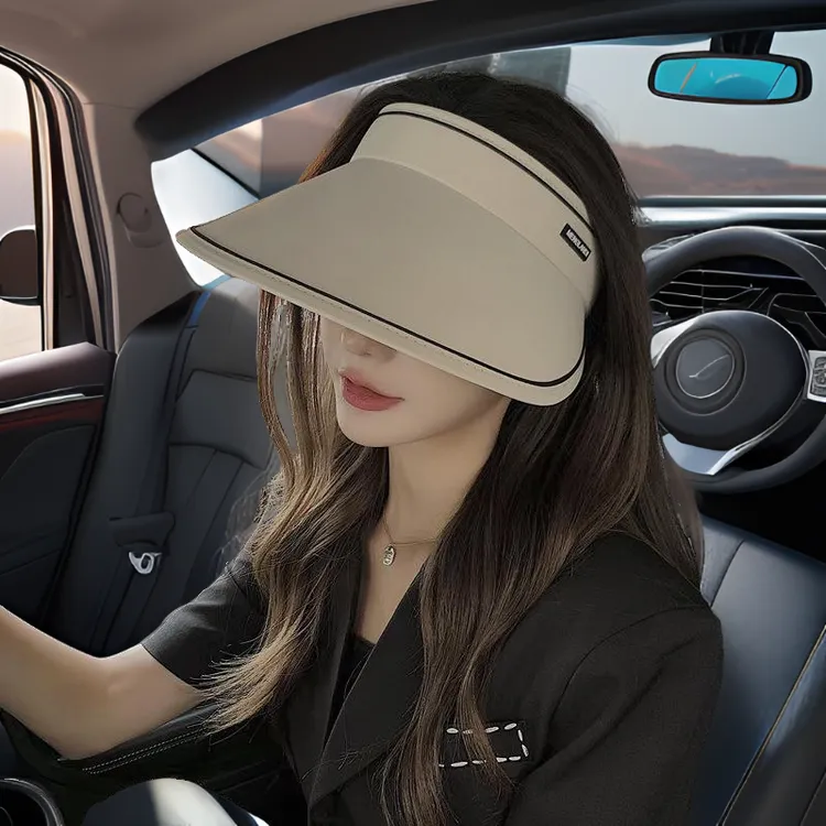 高颜值冰丝防晒空顶帽女大檐太阳帽防紫外线夏季骑车小清新遮阳帽