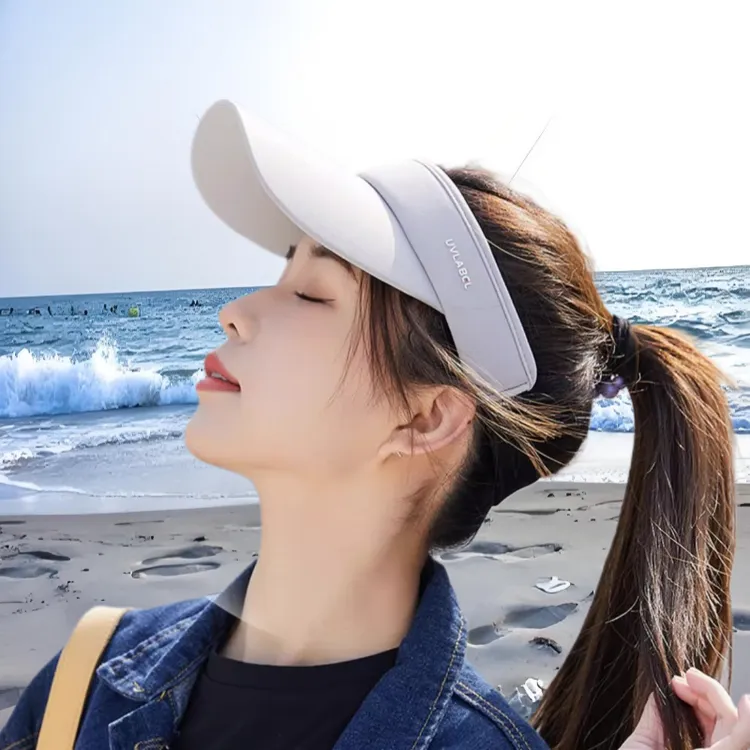 夏季遮脸防晒帽子男女新款防紫外线休闲太阳帽跑步运动韩版空顶帽