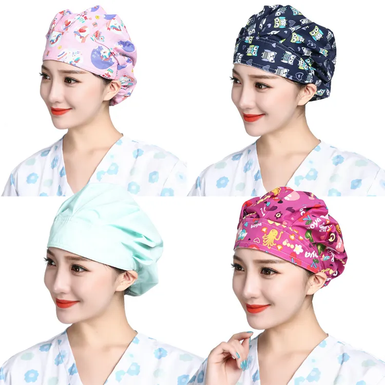 厨房防油烟帽子女款防掉头发工作印花帽厨房女款防油污帽子透气