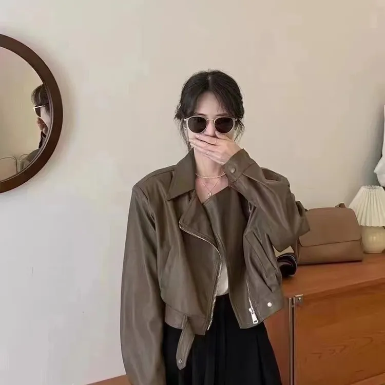 春秋短款皮衣新款皮衣外套百搭韩版短款皮衣7723