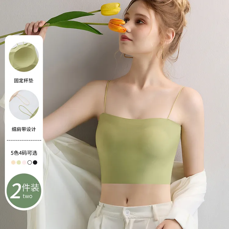 无痕薄款一片式女文胸胸罩内衣裹胸聚拢带胸垫吊带吊带背心内搭