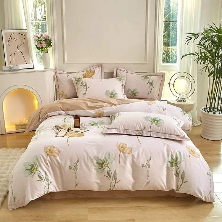 【新品特惠】清新全棉床品四件套大版印花款13372纯棉不起球.不掉色