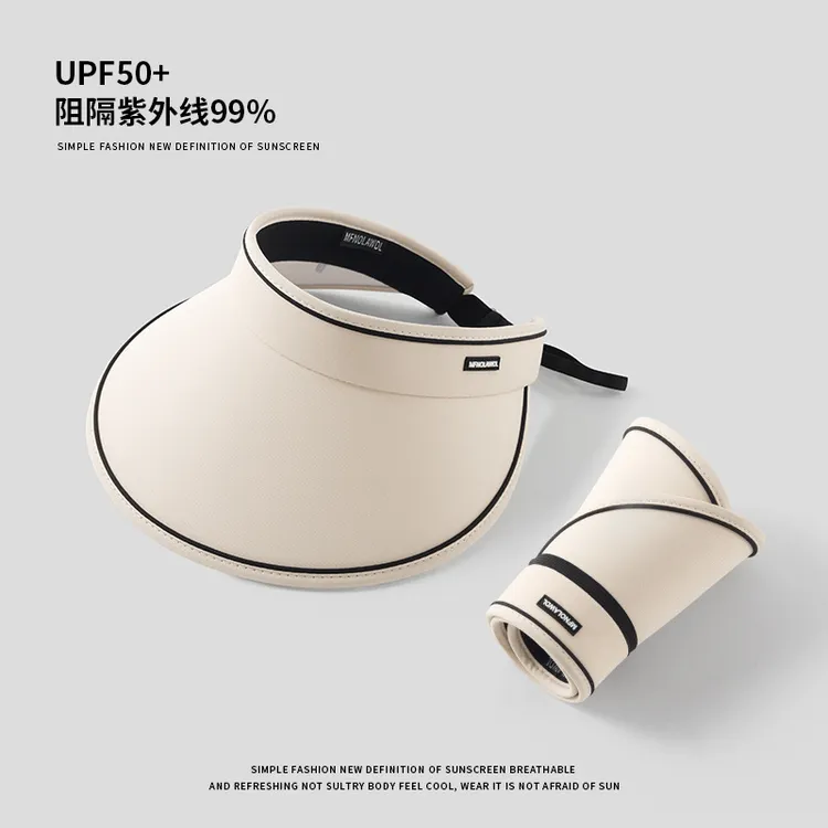 夏季新款防晒帽空顶遮阳帽防晒挡紫外线可折叠显脸小帽子旅游海边