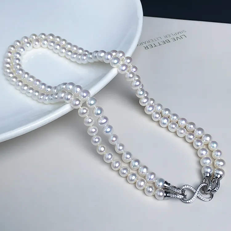 【鱼先生】154赵露思同款诸暨天然无核淡水真珍珠项链双层诸暨珍珠