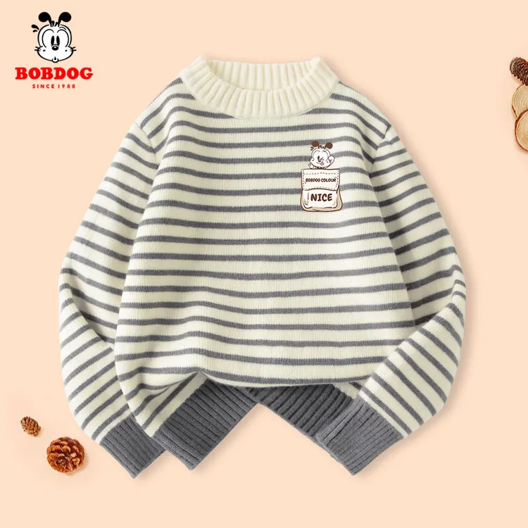 巴布豆卡乐男童毛衣秋冬款小男孩2025新款秋装针织衫儿童加绒上衣