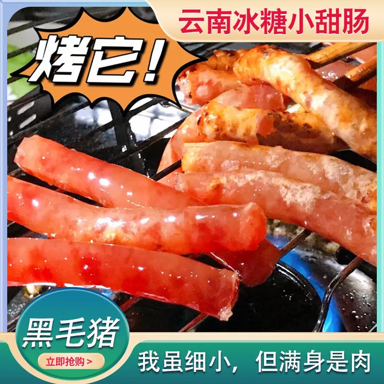云南特产冰糖小甜肠100g迷你腊肠炒煎烧烤火锅炸锅广味香肠零食