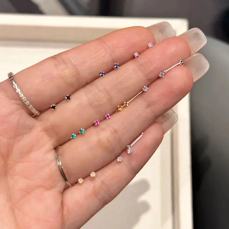 合金仿水晶耳饰 mini耳骨钉养耳洞耳蜗钉耳棒睡觉不用摘耳环耳饰