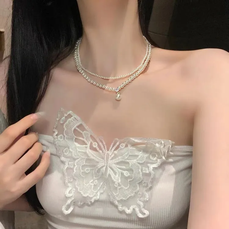 法式复古双层项链女款配饰高级感轻奢小众锁骨链choker