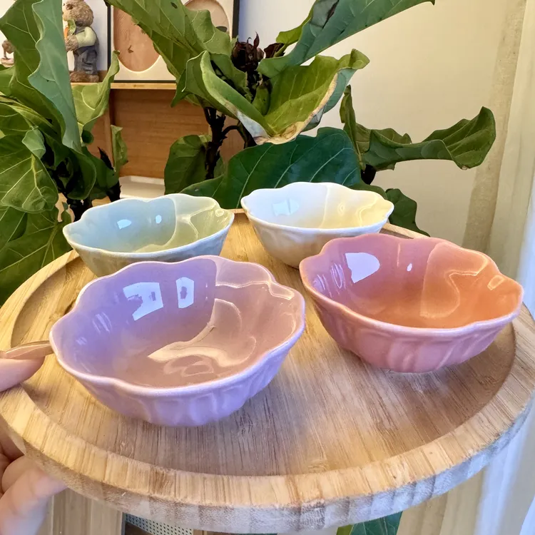 【4个装】奶fufu陶瓷小吃碟蘸料碟味碟醋碟可爱小碟子餐具釉下彩碟