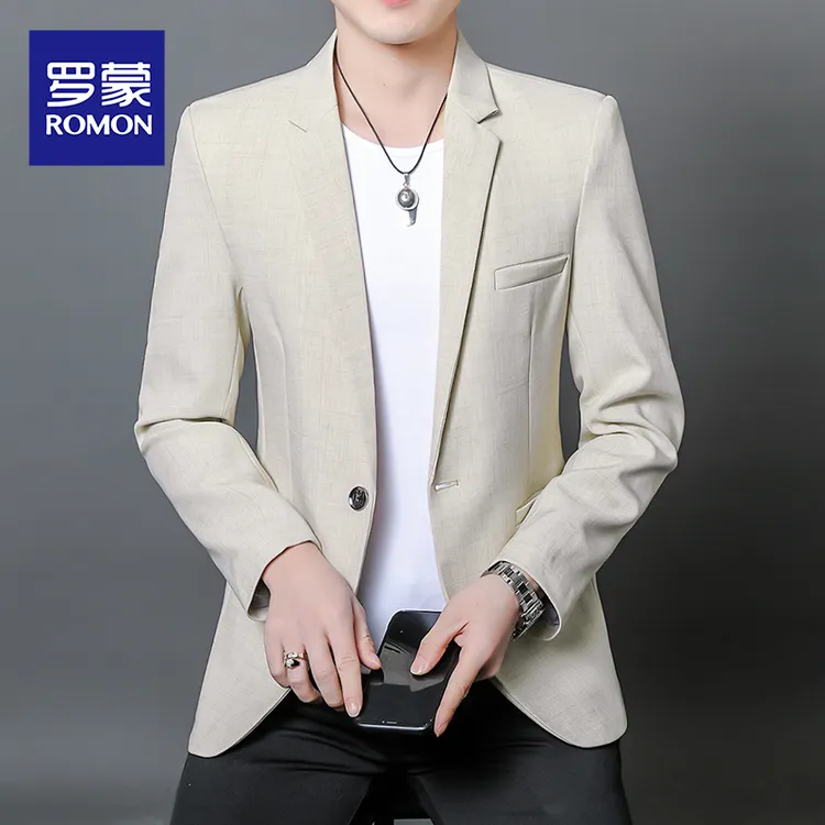 罗蒙2025春秋季新款时尚西服商务修身免烫男士小西装休闲单西外套