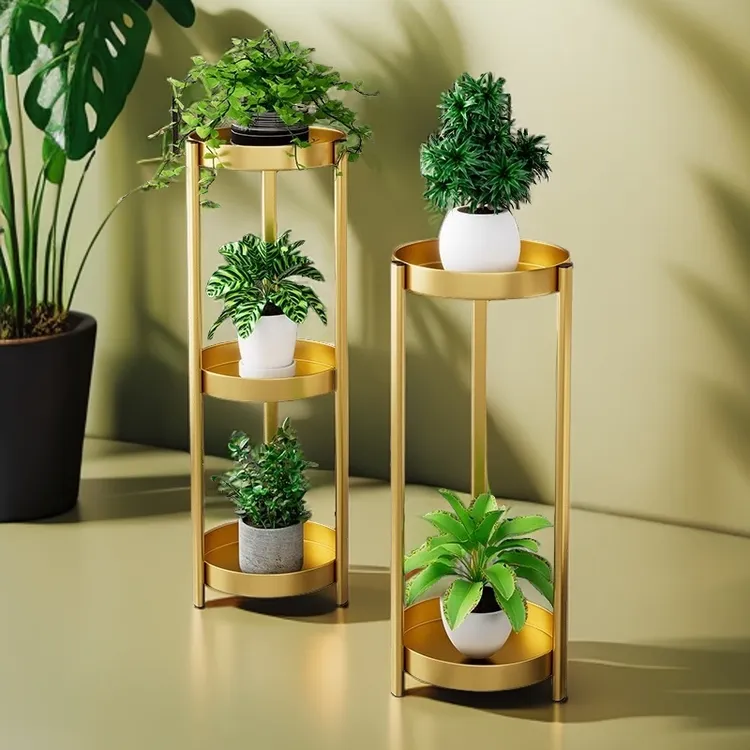 轻奢铁艺花架子客厅多层室内落地式阳台绿萝多肉吊兰花盆置物架子